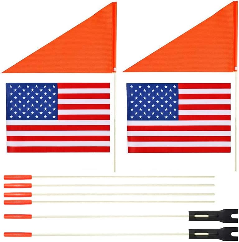 Bike Flags with Pole for Safety American Flag Height Adjustable Flagpole | Orange Bicycle Flag Full Color Tear-Resistant Waterproof, Heavy Duty Fiberglass Pole for Wheelchair and Golf Car