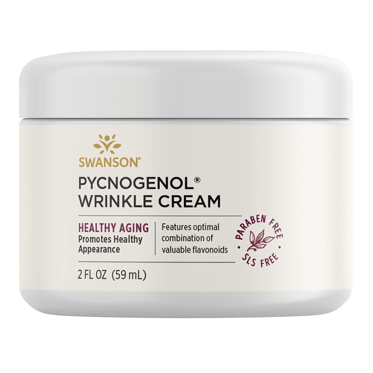 Swanson Pycnogenol Wrinkle Cream 2 fl Ounce (59 ml) Cream | Promotes a More Youthful and Healthy Appearance, Free of SLS and Parabens, Nourishing Anti-Aging Skincare