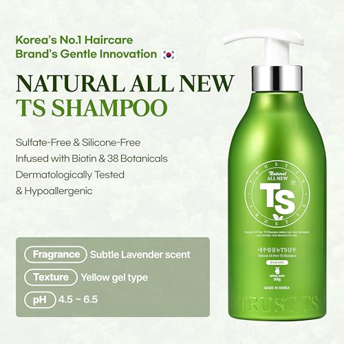 TS Natural All New TS Shampoo | Korean Shampoo for Sensitive Scalp | Hair & Scalp Care with Salicylic Acid and Natural Ingredients | Sulfate-Free