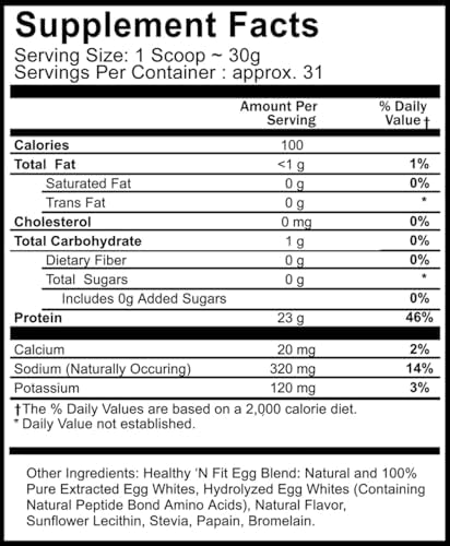 Healthy 'N Fit 100% Egg Protein- Vanilla Ice Cream (2lb): 100% Egg White Protein Plus Natural Peptides. Pure, All Naturally Sweetened Protein