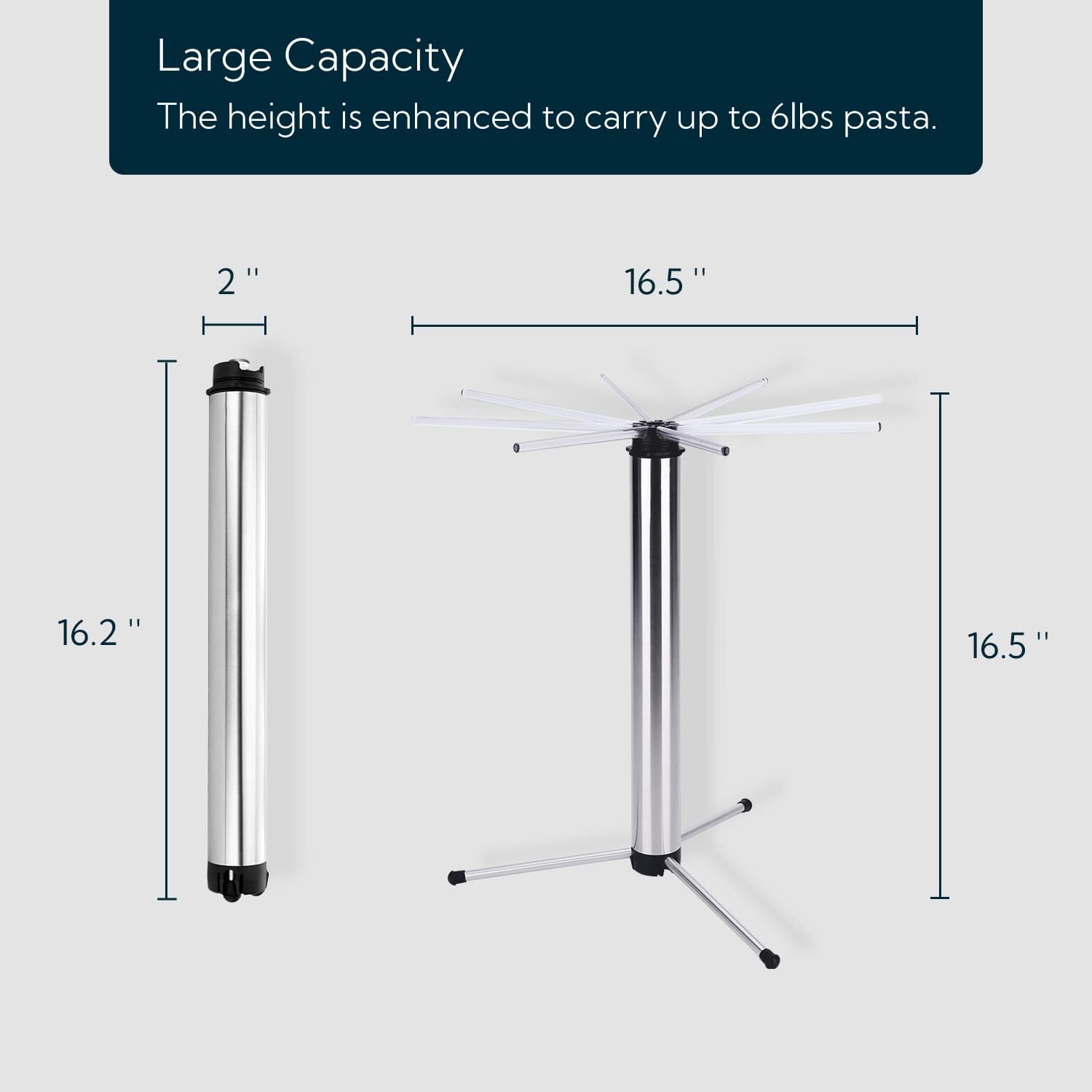 KITCHENDAO Collapsible Pasta Drying Rack, Foldable for Easy Storage, Rotary Arms, Detachable for Easy Cleaning