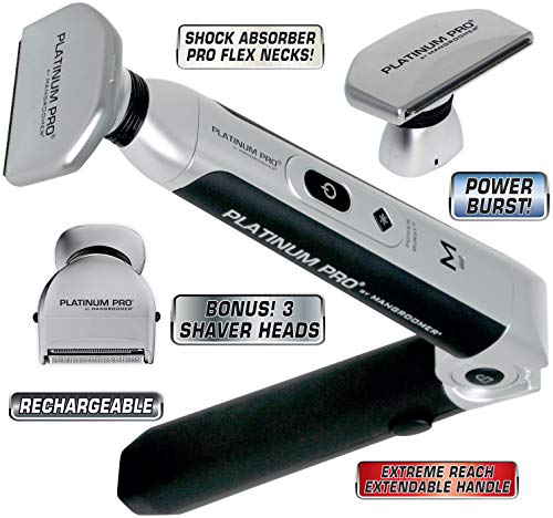 MANGROOMER - PLATINUM PRO New Back Hair Shaver Complete Attachment Head with Shock Absorber Neck and 1.8 Inch Blade Design!
