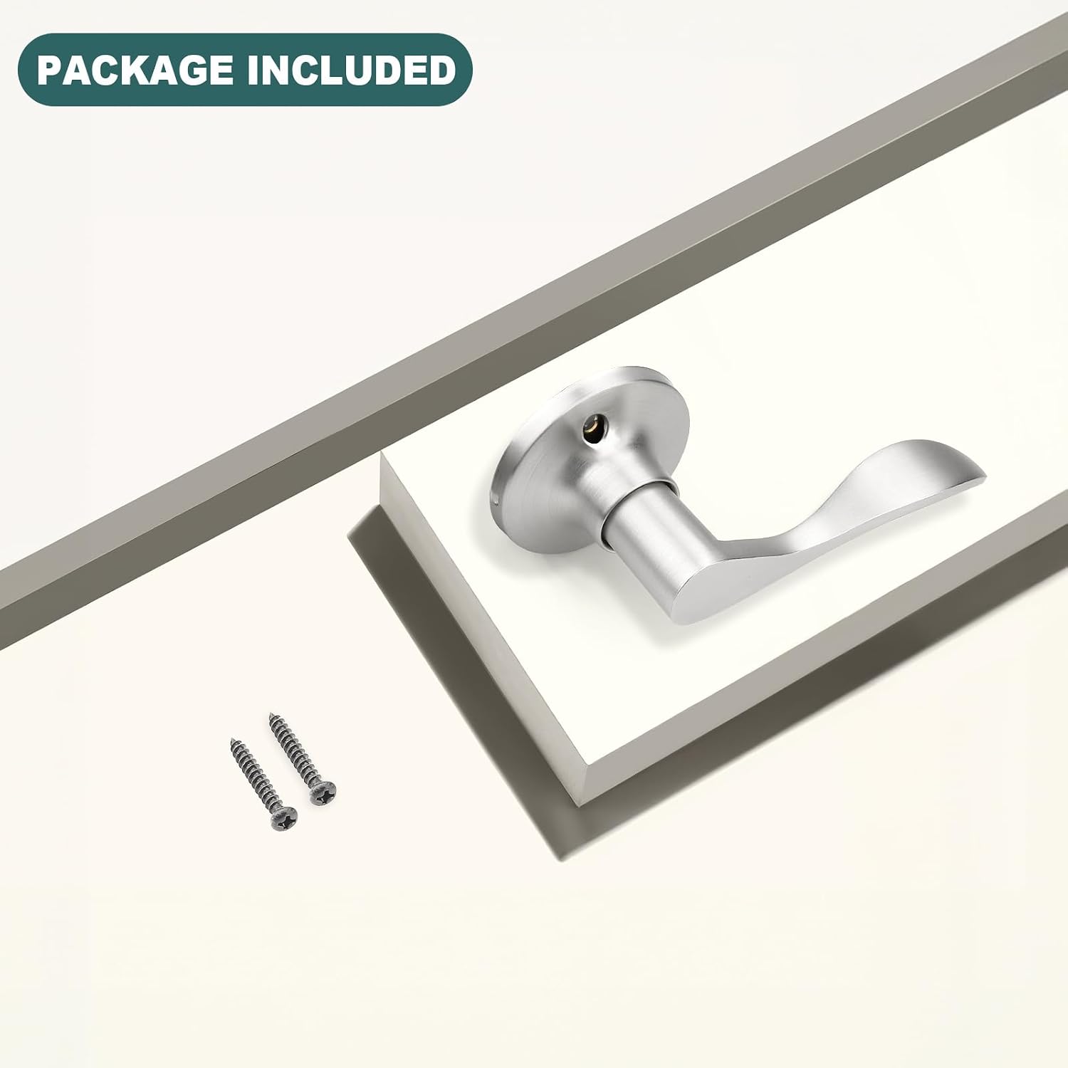 GOBEKOR 1 Pack Privacy Door Levers Brushed Nickel Lever Door Handles Interior for Bedroom and Bathroom Door Locks Wave Door Handles