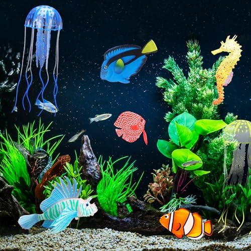 Weewooday 7 Pcs Artificial Fish Glowing Effect,Modern Color