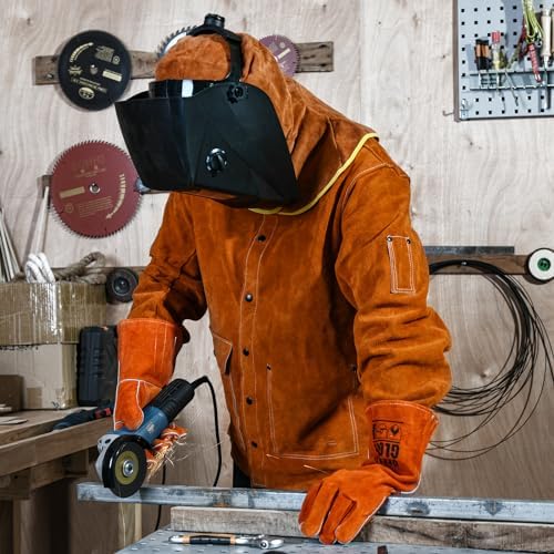 Welding Hood - Leather Welder Cap with Neck Shoulder Drape - Full Cover