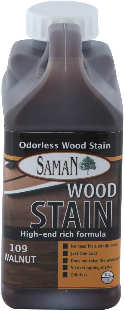 SamaN Interior Water Based Wood Stain - Natural Stain for Furniture, Moldings, Wood Paneling, Cabinets (Antique Walnut TEW-212-12, 12 oz)