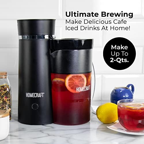 Homecraft 3-Quart Iced Coffee and Tea Maker with Filter Basket, Flavor Enhancer, Adjustable Brew Strength, Black