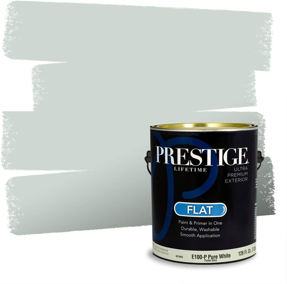 PRESTIGE Paints Exterior Paint and Primer In One, 1-Gallon, Semi-Gloss, Comparable Match of Behr* Intercoastal Gray*