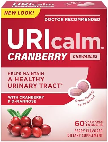 Uricalm Cranberry Dietary Supplement Chewable with D-Mannose, 60 Count | Powerful combination of cranberry and D-Mannose to help maintain a healthy urinary tract*.