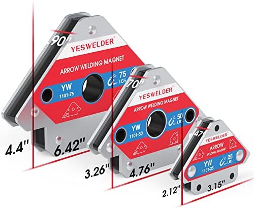 YESWELDER 4-Pc Welding Magnet Set, 50 lb Holding Power Welding Accessories