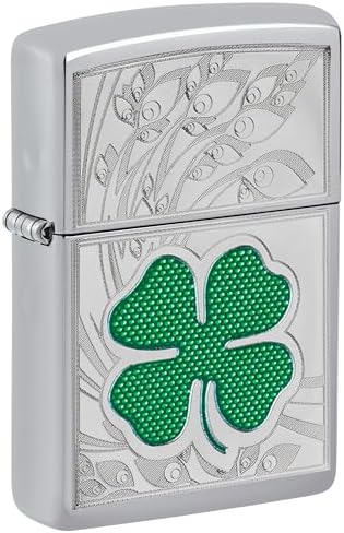 Zippo Clover Design Pocket Lighter, High Polish Chrome, One Size (ZO24699)
