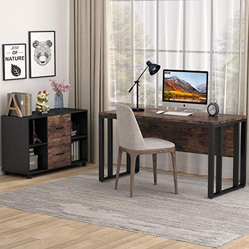 Tribesigns 2 Drawer File Cabinet, Large Mobile Lateral Filing Cabinet for Letter Size