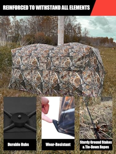THUNDERBAY Bunkhouse Pop Up Portable 6 Person Side-by-Side Hunting Blind, Footprint: 140"x70" with 80" Height