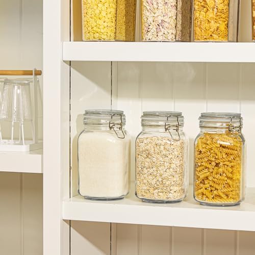 CHEFSTORY 50oz Glass Food Storage Jars with Airtight Clamp Lids, 3 Pack