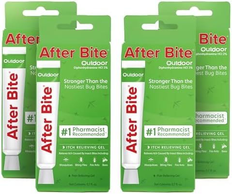 After Bite Outdoor Bug Bite Itch Relief, Diphenhydramine HCl Gel, 4Pk