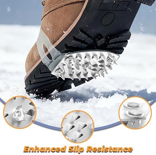 25-Spike Traction Cleats with Enhanced Grip | Anti-Slip Ice Cleats for Snow and Ice | Discreet Design | Easy On-Off Crampons