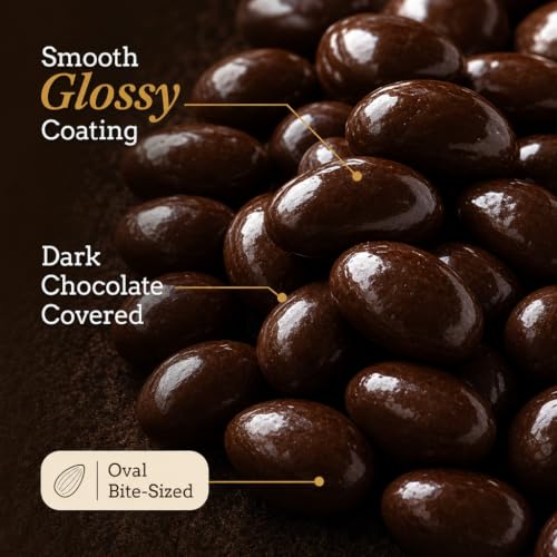 Gourmet Dark Chocolate Covered Almonds by Its Delish, 1 lb Bulk Bag | Almond Nuts Dipped Chocolates Healthy Candy Snacks | Dairy Free, Vegan, Kosher