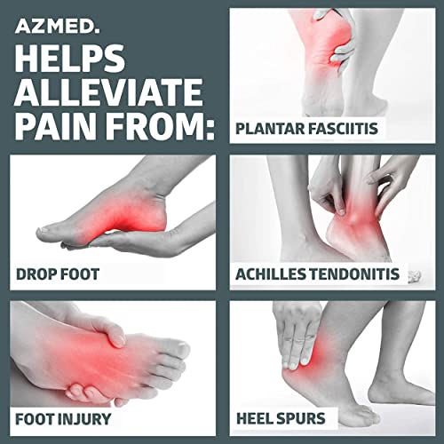 AZMED Plantar Fasciitis Night Splint & Support, Adjustable Orthotic Foot Drop Brace for Achilles Tendonitis and Heel Spur Relief, Black