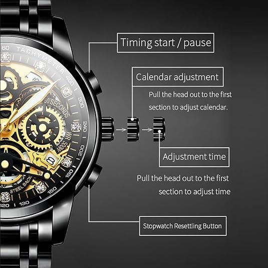 NEKTOM Watches for Men with Stainless Steel, Quartz Analog Watch with Date, Luxury Minimalist Dress Mens Watches, Chronograph Watch, 3ATM Waterproof