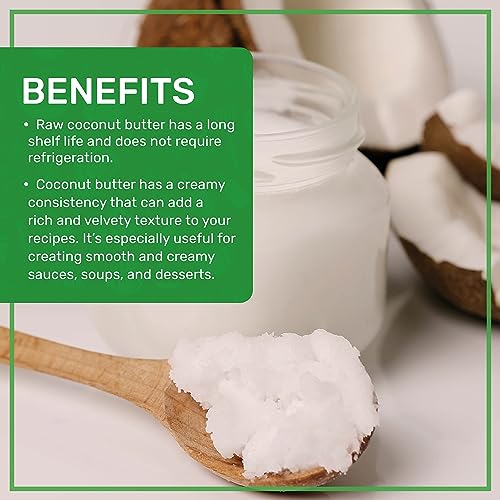 Jiva Organics RAW Organic Coconut Butter 16 Ounce Jar - Creamy, Unsalted