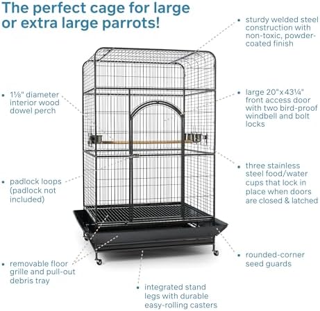 Prevue Pet Products Empire Bird Cage, X-Large, Black Hammertone,46" L x 36" W x 78 1/4" H