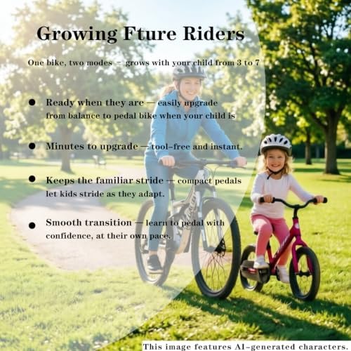 Balance Bike Pedal Kit Convert Balance Bike to Pedal Bike for Strider 14x Balance Bike Easy Assembly and Adjustments with Bike Chain Guard