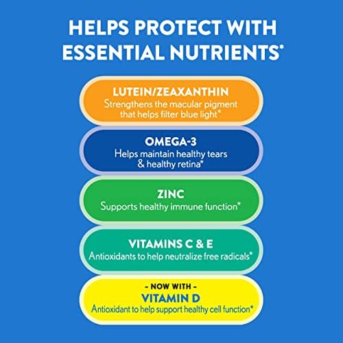 Ocuvite 50+ Eye Vitamin & Mineral Supplement, Multivitamin for Vision & Ocular Health with Omega-3, Zinc, Vitamins C & E, Lutein & Zeaxanthin, Zinc Supplements for Women and Men, 50 Softgels
