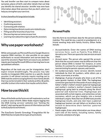 DNA Triangulation Kit for Genealogy | Match & Ancestor Forms