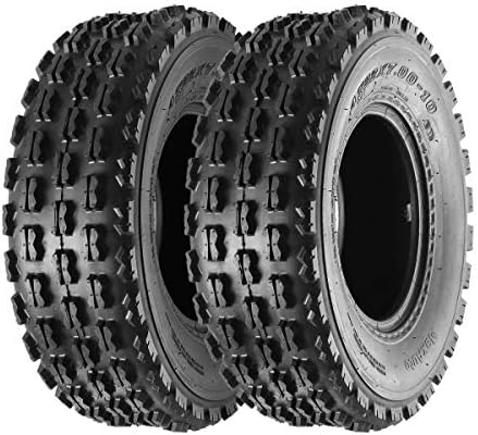 MaxAuto 22x7-10 22-7-10 Front ATV Tires Quad Sport ATV UTV Tires 22x7x10 4-Ply Mud Sand Snow and Rock Tire Tubeless Knobby Sport-tires, Set of 2