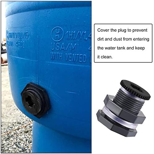 Outus 2pcs 3/4 Inch PVC Bulkhead Fitting with Plug, Silicon Seal Gasket