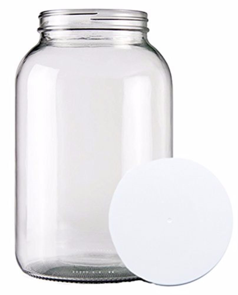 Home Brew Ohio One Gallon Wide Mouth Glass Jar and Lid for Vinegar Making