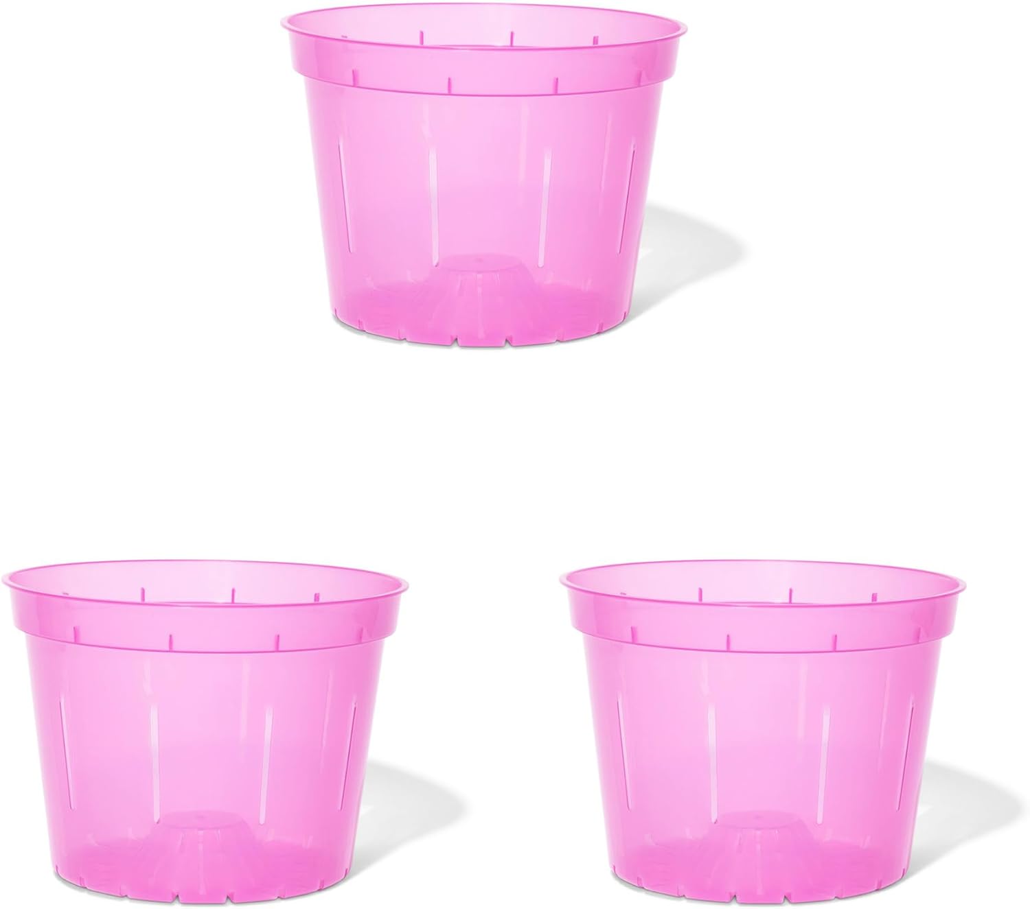 Orchid Pot - 6 inch Slotted Clear Orchid Pots - 3 Pack (Crystal Clear)