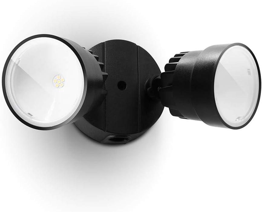 LUTEC 2 Packs P6221B 2000 Lumen 18 Watt 28 LED Dual-Head Flood Light Outdoor, Waterproof Exterior Security Wall Light for Patio, Garden,Yard-Black