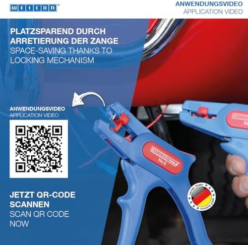WEICON TOOLS Wire Stripper No. 5, automatic wire stripper 0.2-6 mm², wire stripper with side cutter up to 2 mm