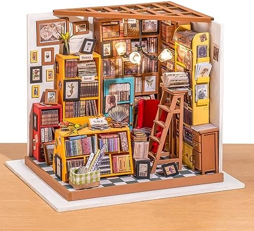 ROBOTIME DIY Miniature House Kit Mini Green House Tiny Dollhouse Wooden Furniture Kit with LED Halloween/Christmas/Birthday Gifts for Adults (Cathy's Greenhouse)