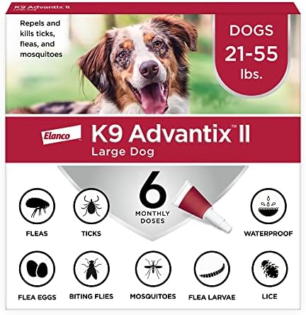 K9 Advantix II Large Dog Vet-Recommended Flea, Tick & Mosquito Treatment & Prevention | Dogs 21 - 55 lbs. | 4-Mo Supply