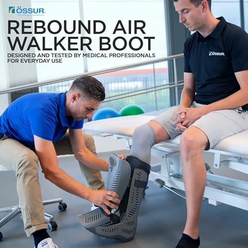 Ossur Rebound Air Walker Boot with Compression Adjustable Comfortable Straps & Air Pump Rocker Bottom | For Ankle Sprains, Stable Fractures, Tendon Sprains & Post-Operative Rehab | (Low Top, Small)