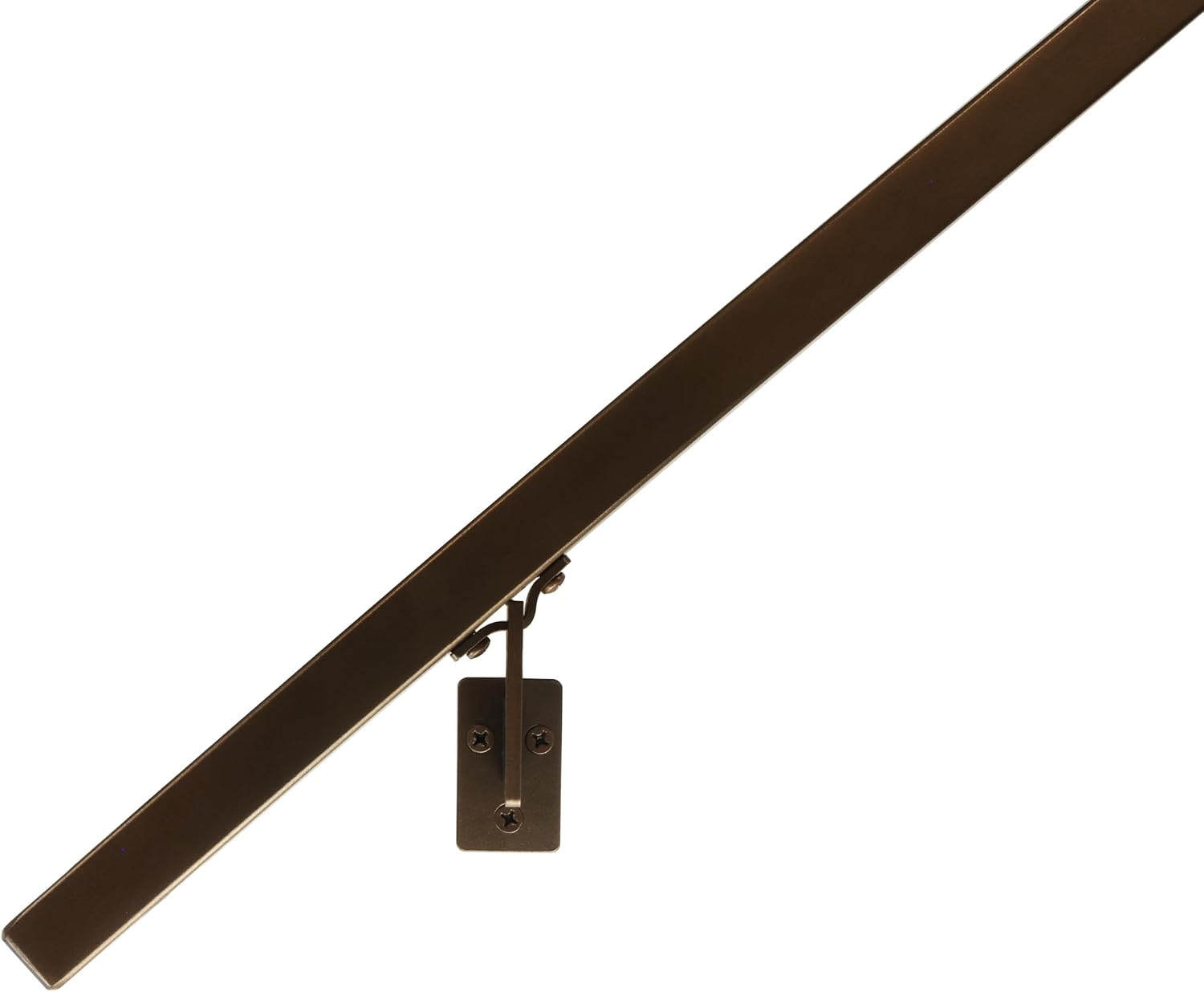 Modern Aluminum Handrail Grab Bar Kit, Adjustable Steel Brackets Included, Returns to Wall, Powder Coated Finish (Black, 4 Foot Handrail Set)