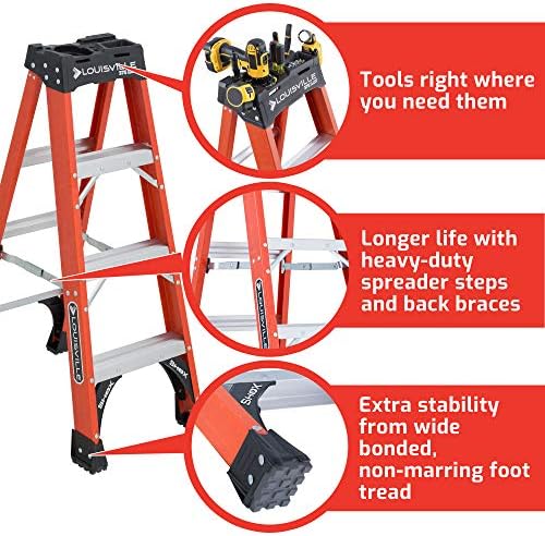 Louisville Ladder 6-Foot Fiberglass Step Ladder, 375-Pound Load Capacity, Type IAA, FS1406HD