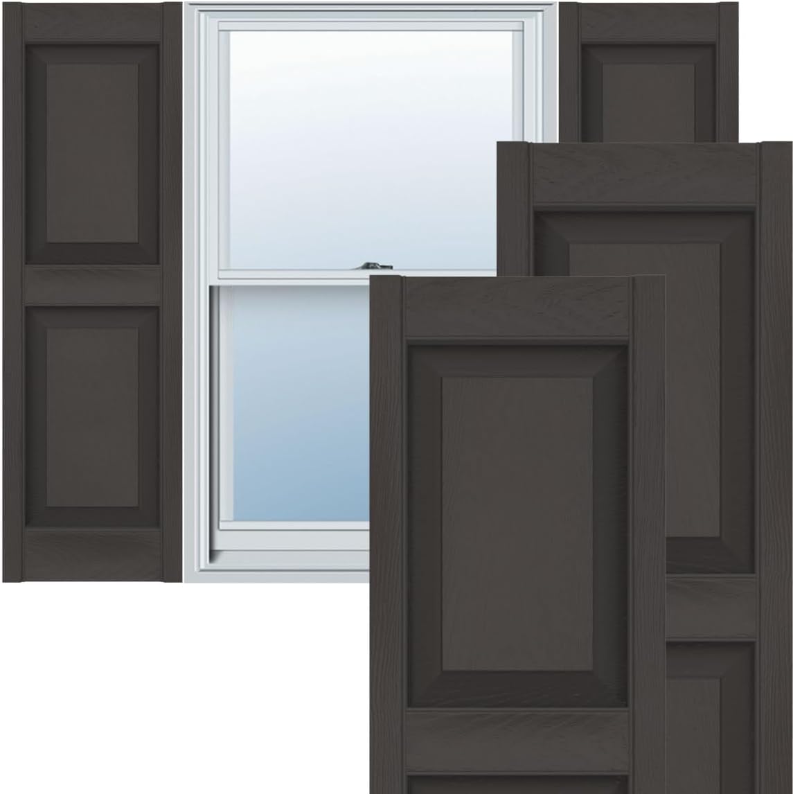 Ekena Millwork Lifetime Vinyl LP2S14X06300BL Standard Two Equal Panel Vinyls, Raised Panel Vinyl Shutters, w/Installation Shutter-Lok's & Matching Screws (Per Pair), 14.75"W x 63"H, Black