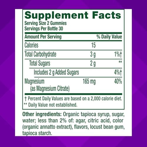 Vitafusion Magnesium Citrate Gummy | 165mg | 60 Gummies | for Adult Women & Men | Orange Vanilla Flavor | Gluten-Free Vitamin Supplement