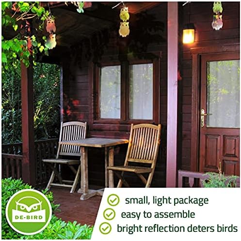 De-Bird Acrylic Reflective Owl Decoys - Sunlight-Activated Owl Reflectors to Scare Birds Away - Crow Deterrent for Patio & Garden - Outdoor Hanging