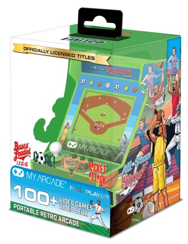 My Arcade All Star Stadium Pico Player- Fully Playable Portable Tiny Arcade Machine with 107 Retro Games, Toys for Kids, 2" Screen, Green