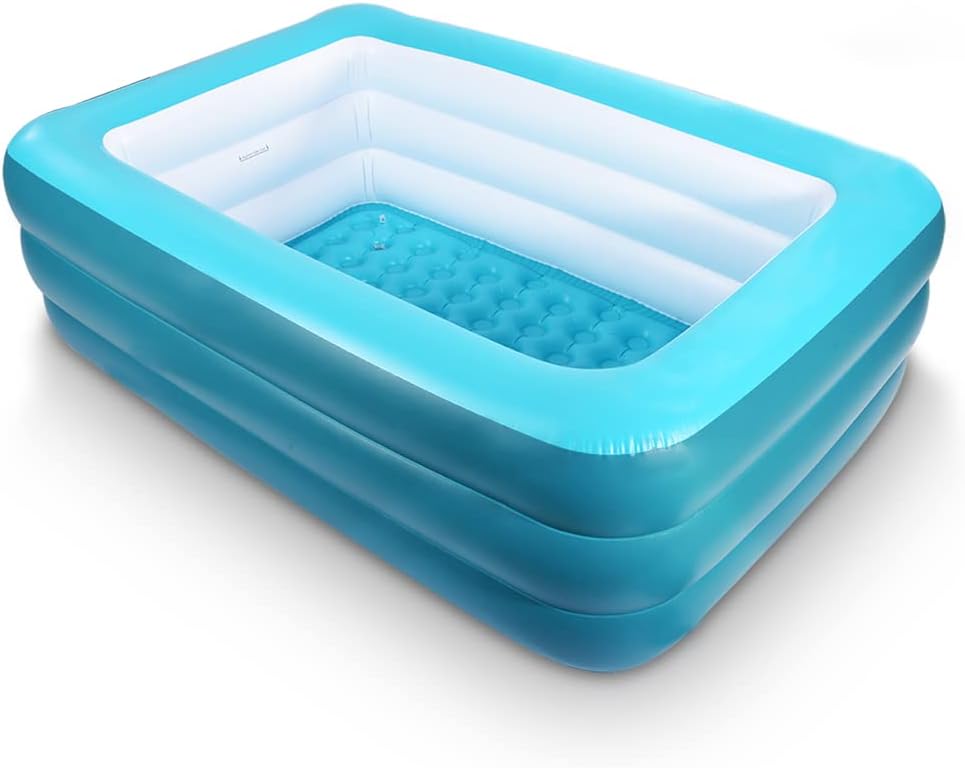 Inflatable Swimming Pool for Kids, 59" X 45" X 20" Kiddie Pools with Inflatable Soft Floor, Durable Blow Up Pools for Backyard