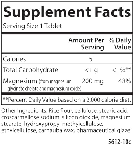 Carlson Chelated Magnesium Glycinate, 200 mg, Muscle Function, 180 Tablets | Superior Absorption; Bone Support
