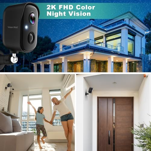 Security Cameras Wireless Outdoor, 2K Battery Powered AI Motion Detection Spotlight Siren Alarm WiFi Surveillance Indoor Home Camera