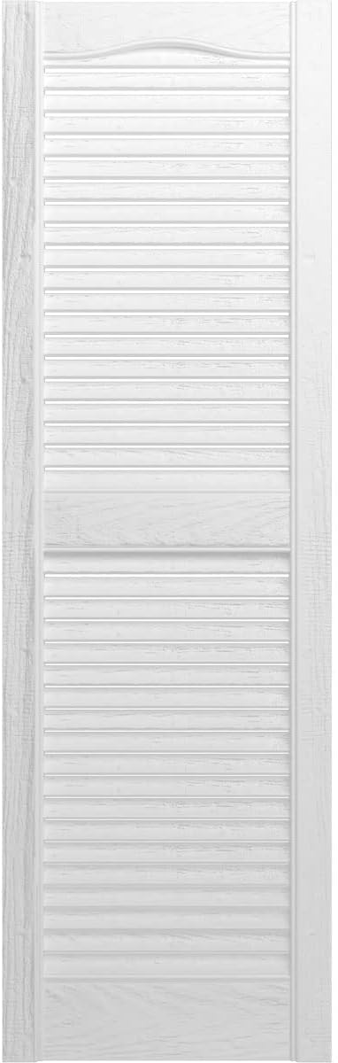 Ekena Millwork LL1S12X02500BW Lifetime Vinyl Standard Cathedral Top Center Mullion with Open Louver Shutters, 12" W x 25" H, Bright White, 1 Piece
