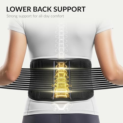 BraceUP Back Brace for Men and Women Lower Back - Breathable Waist Lumbar Support Belt for Sciatica, Herniated Disc, Scoliosis Back Pain Relief, with Dual Adjustable Straps (L/XL 35-43 In)