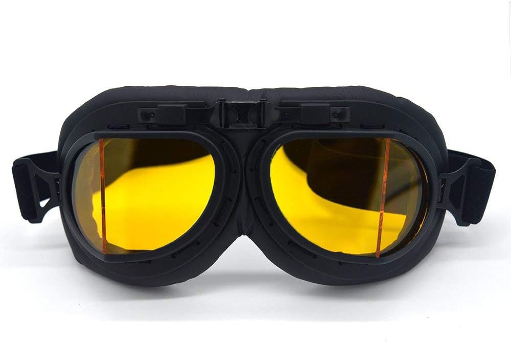 Motorcycle Goggles Anti Fog&Wind&Dust&Sand Aviator Pilot Motocross | Dirt Bike Atv Riding Goggles with Yellow Lens,Fit Over Glasses or Helmet