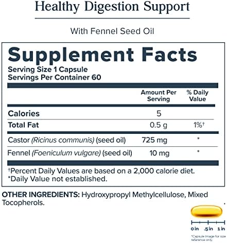 HERITAGE STORE Castor Oil Supplement 725 mg, 60 Softgels | Healthy Cleansing